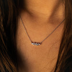 Dainty London Silver Cluster Gemstone Necklace - Elara