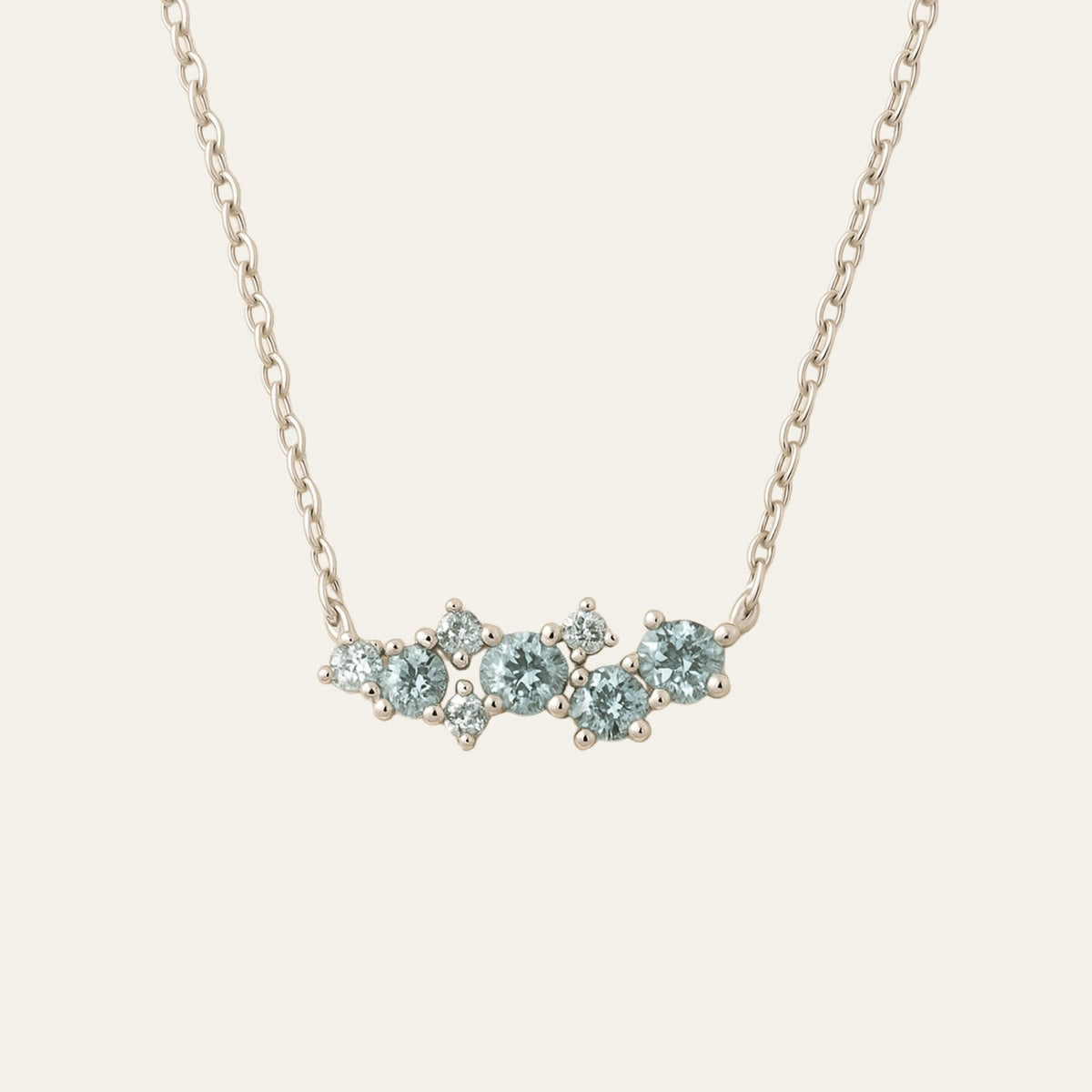 Dainty London Silver Cluster Gemstone Necklace - Elara