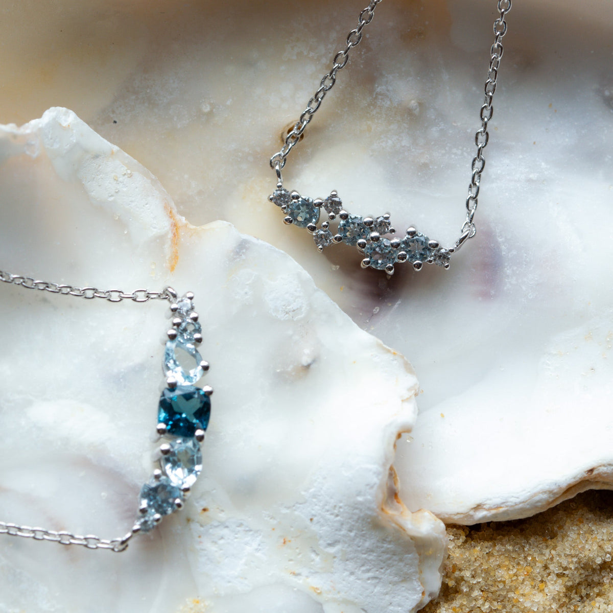 Dainty London Silver Cluster Gemstone Necklace - Elara