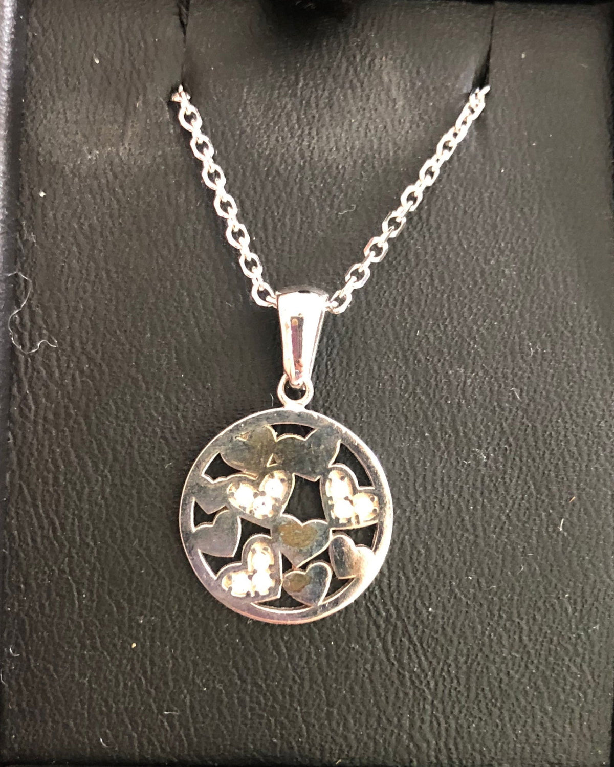 Silver Pendant on 45cm Silver Chain Various Designs Small hearts in circle