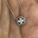 Silver Pendant on 45cm Silver Chain Various Designs Circle with 5 stones