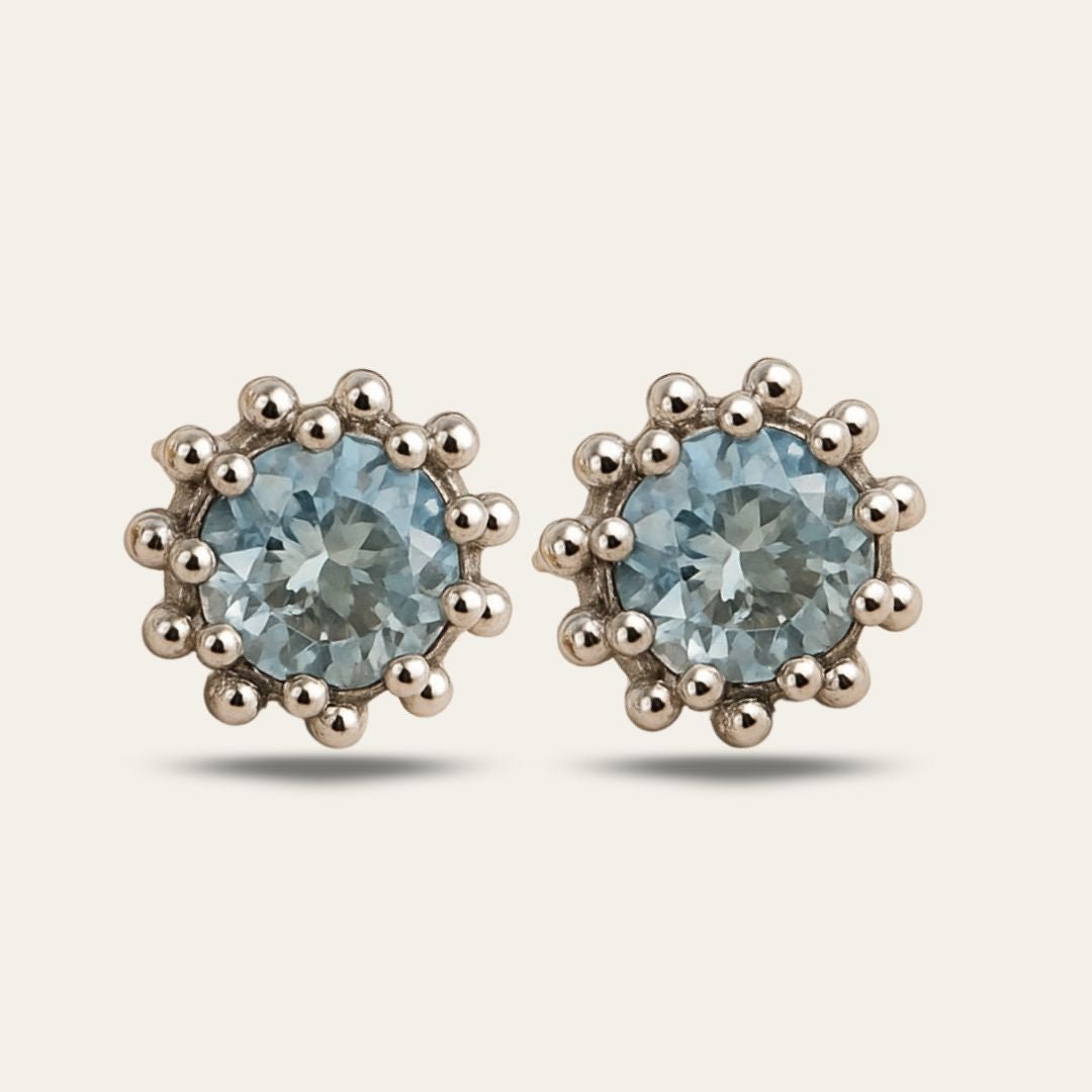 Dainty London Silver Sky Blue Topaz Astrid Studs