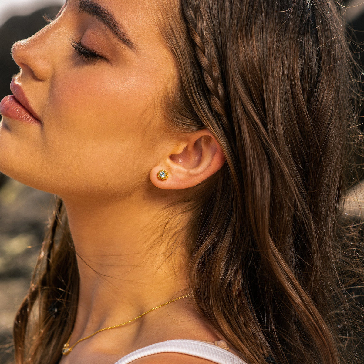 Dainty London Silver Sky Blue Topaz Astrid Studs