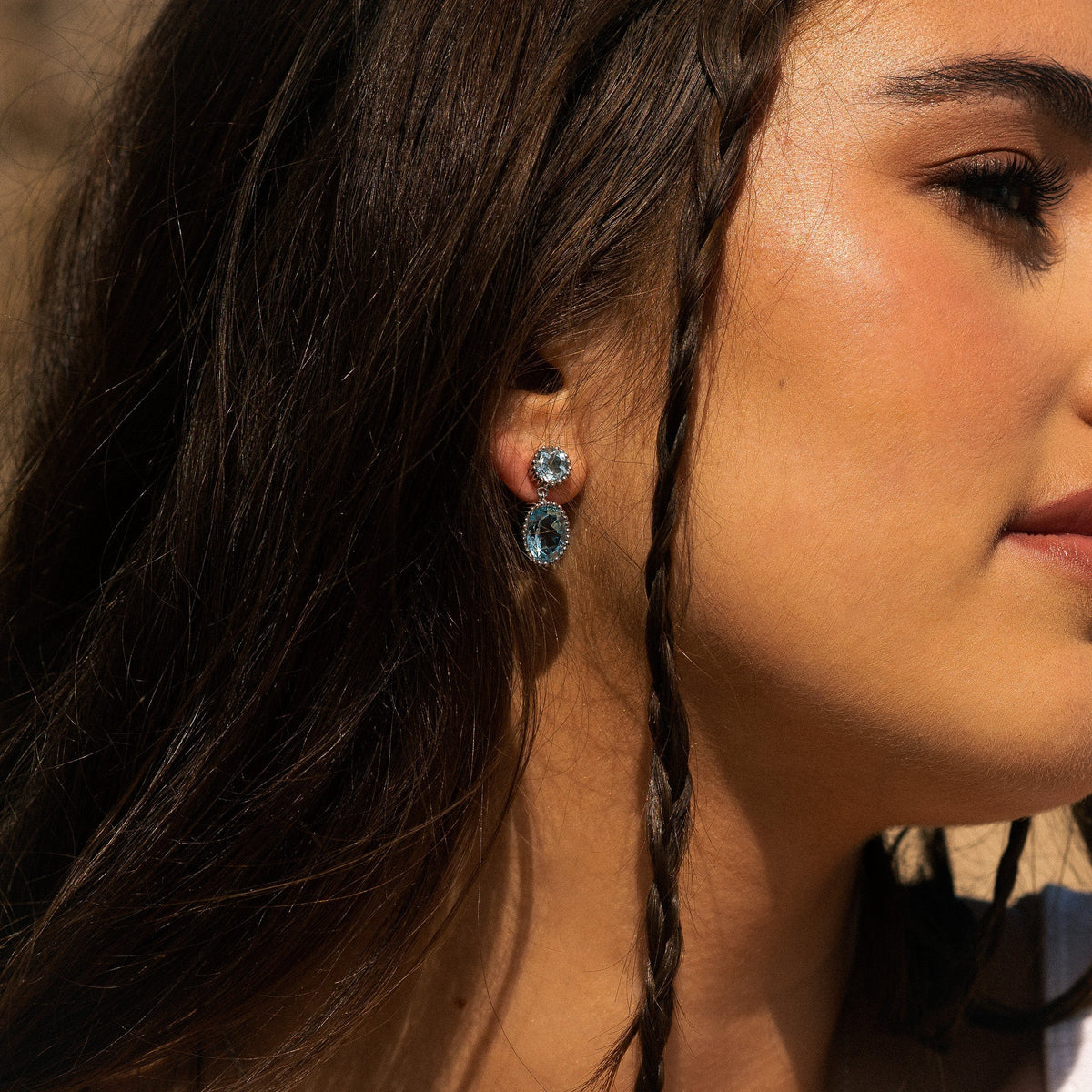 Dainty London Silver Sky Blue Topaz Aurelia Earrings