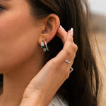 Dainty London Silver White Topaz Gemstones- Seren Hoops
