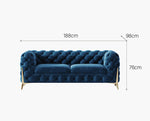Aaron Two Seater Sofa Velvet 188cm