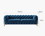 Aaron Two Seater Sofa Velvet 243cm