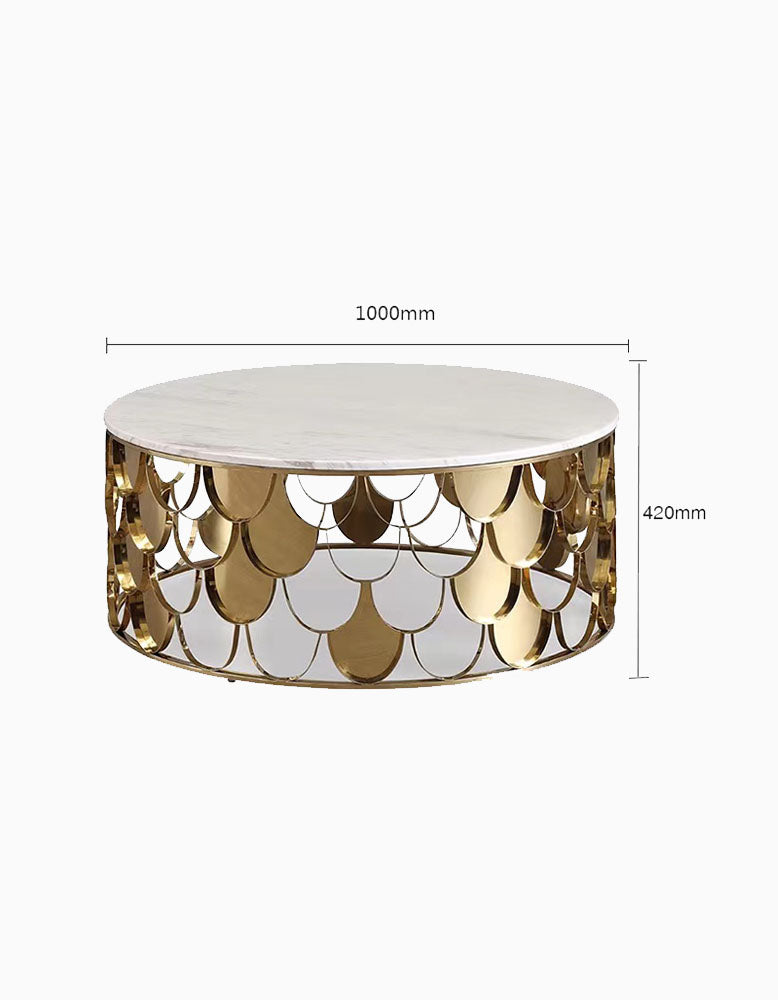 Gold Nesting Coffee Table, Marble