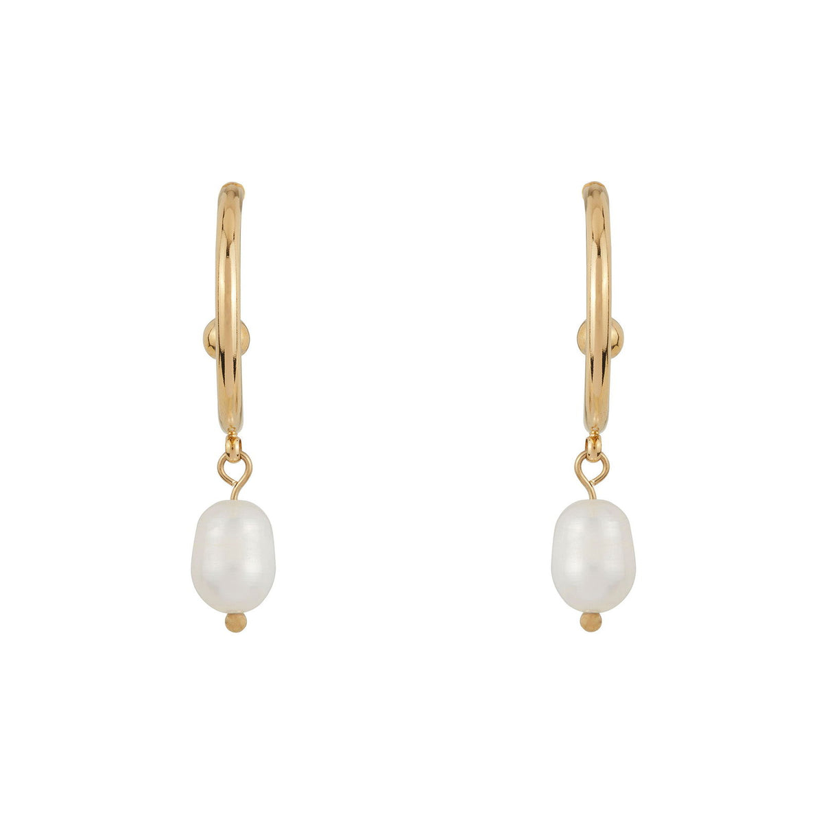 Slim Gold Pearl Hoops