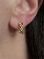 Small Double Twist Hoops Yellow Gold Plated Silver