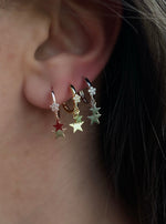 Small Hoop Earrings with 3 Stars