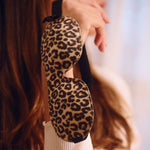 Contoured & Satin Sleep Mask Double Pack & Accessories Bag Set - Leopard