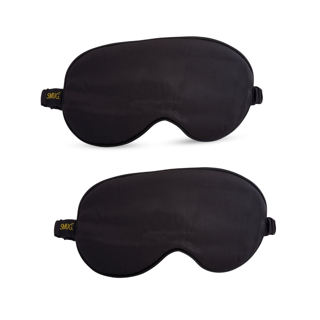 Satin Sleep Mask Twin Pack Sets - Various Designs Black