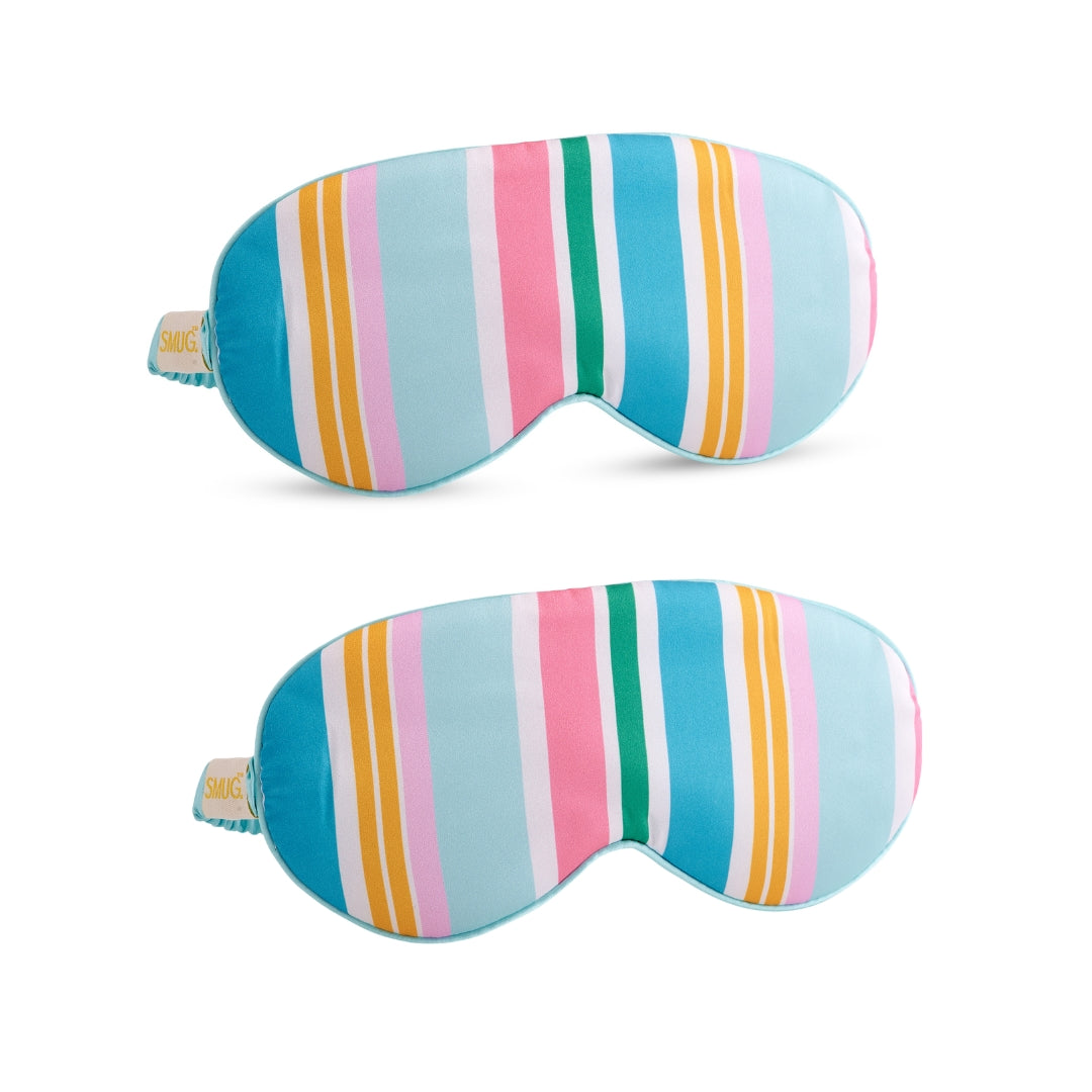 Satin Sleep Mask Twin Pack Sets - Various Designs Bold Spring Stripe