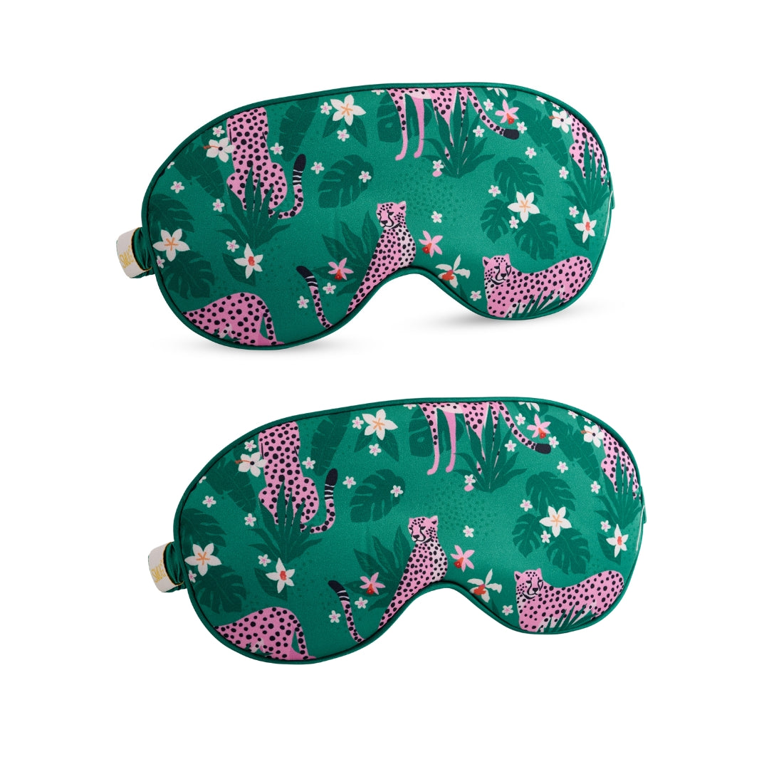 Satin Sleep Mask Twin Pack Sets - Various Designs Cheetah