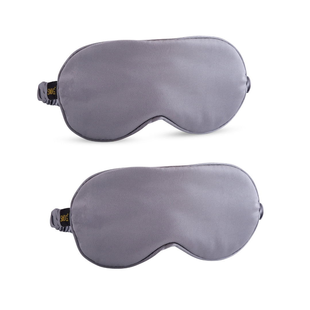 Satin Sleep Mask Twin Pack Sets - Various Designs Grey