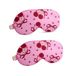 Satin Sleep Mask Twin Pack Sets - Various Designs Pink Cherries