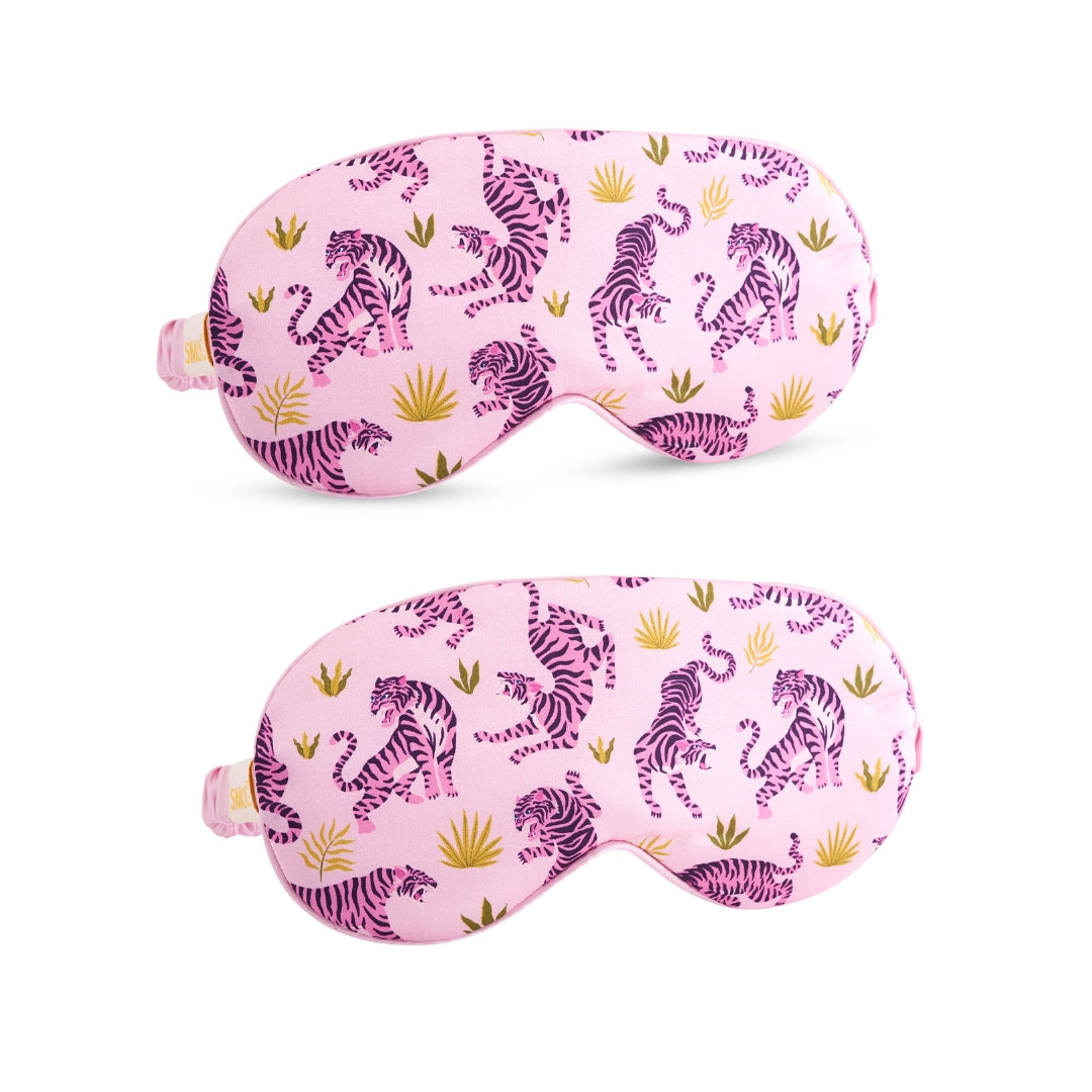 Satin Sleep Mask Twin Pack Sets - Various Designs Pink Tiger