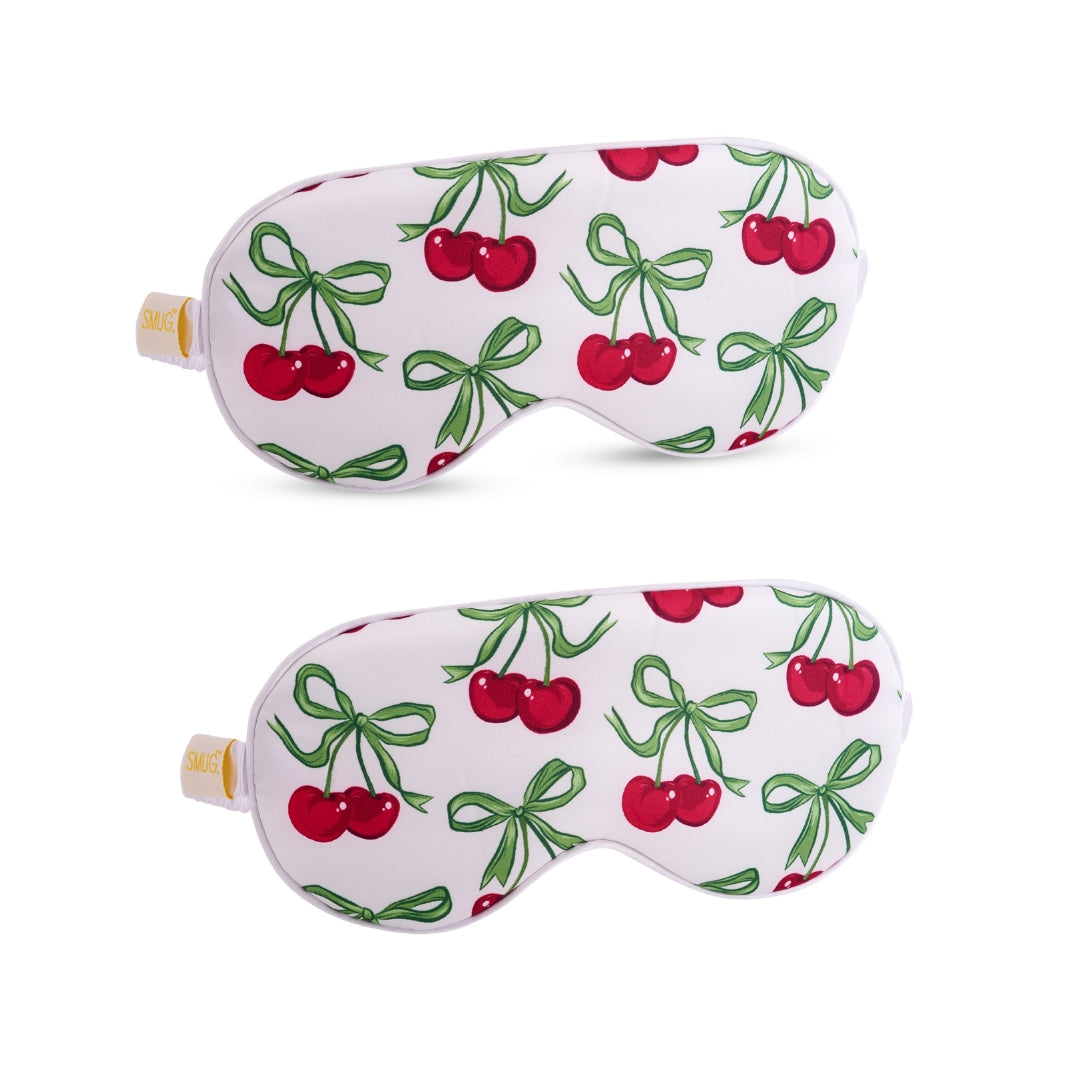 Satin Sleep Mask Twin Pack Sets - Various Designs White Cherries
