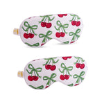 Satin Sleep Mask Twin Pack Sets - Various Designs White Cherries