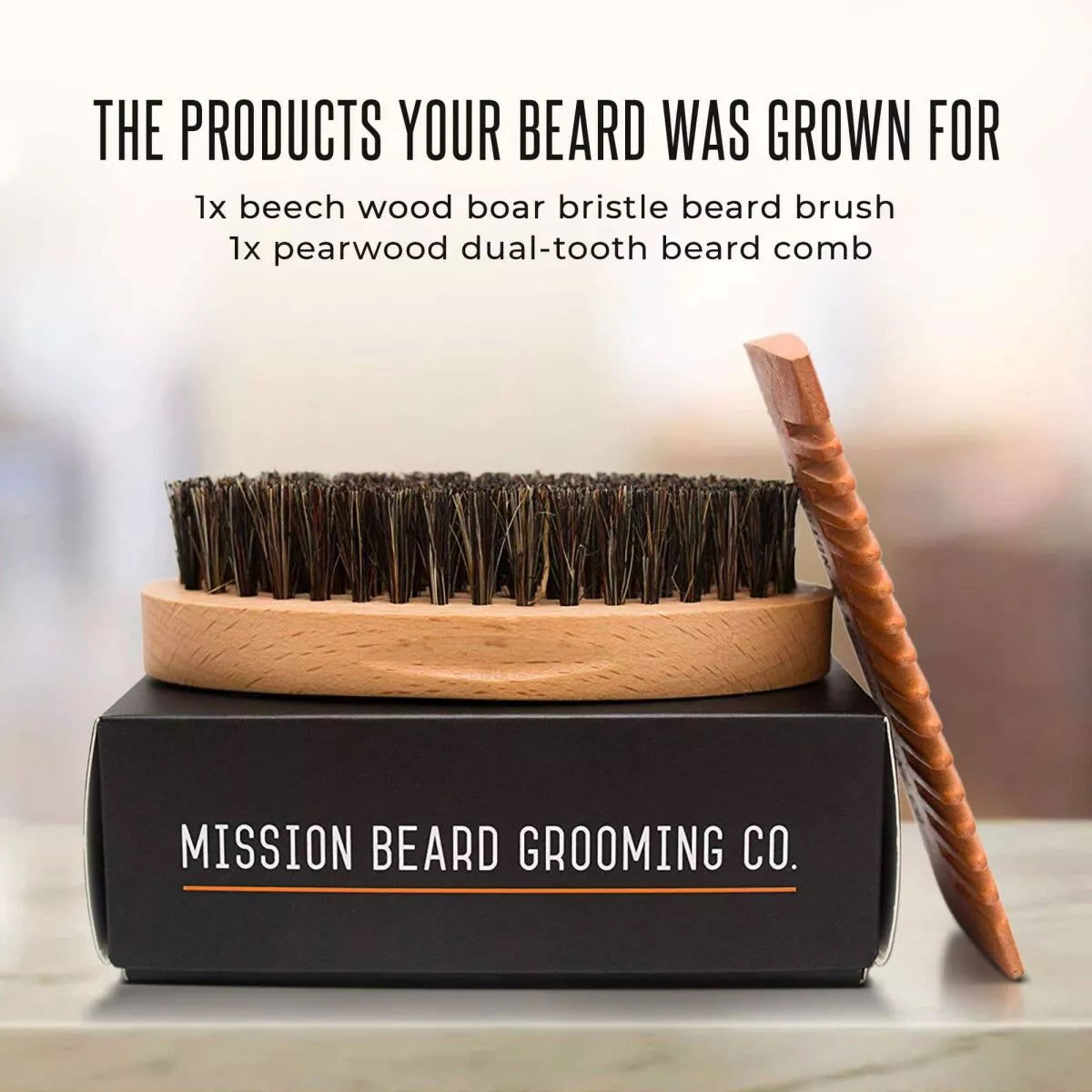 Mission Beard Soft Bristle Beard, Brush & Comb Kit
