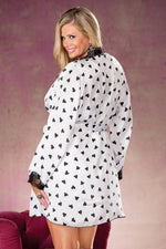 Shirley of Hollywood Plus Size Heart Print & Lace Robe