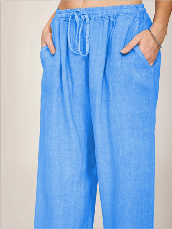 Solid Loose Loungewear Trousers with Pockets