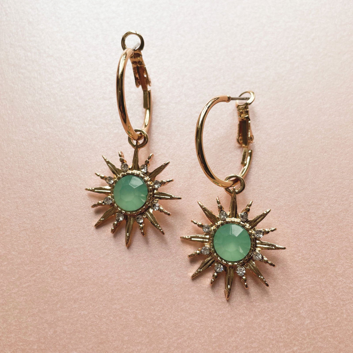 Solina Aqua Gem Hoop Earrings