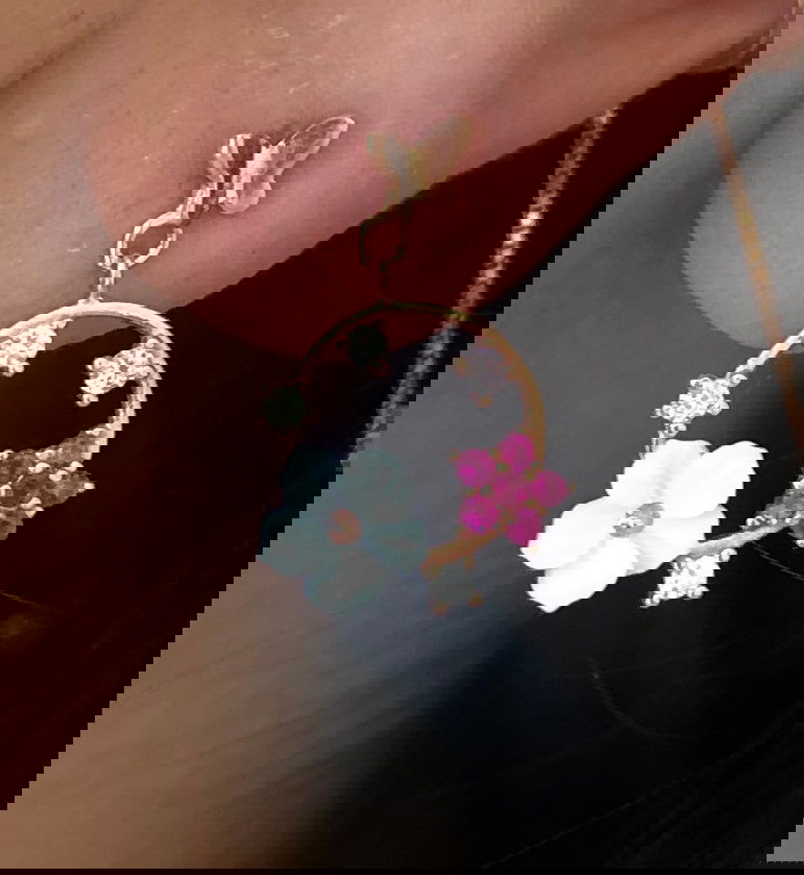 Spring Floral Rose Gold Earrings With pink Stones