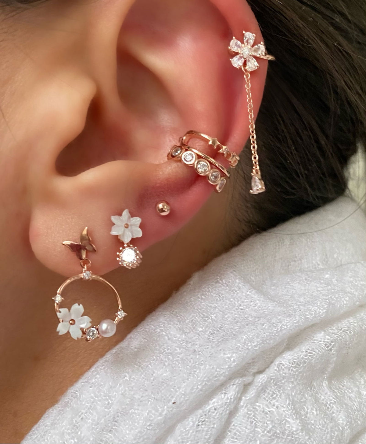 Spring Floral Rose Gold Earrings