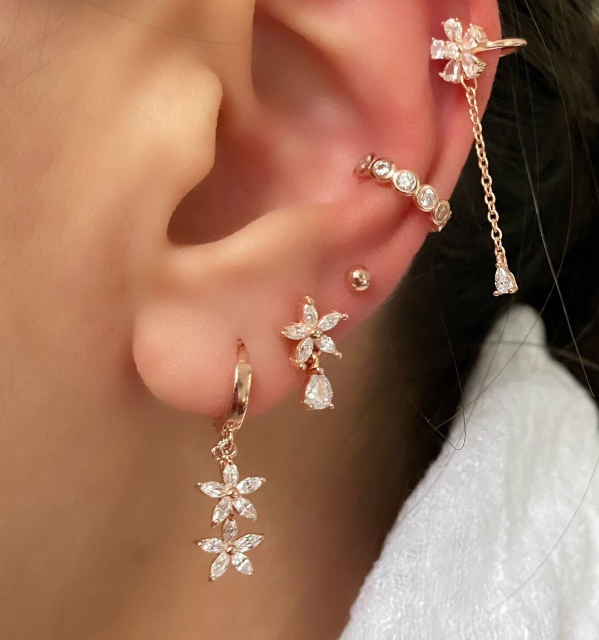 Spring Floral Rose Gold Earrings