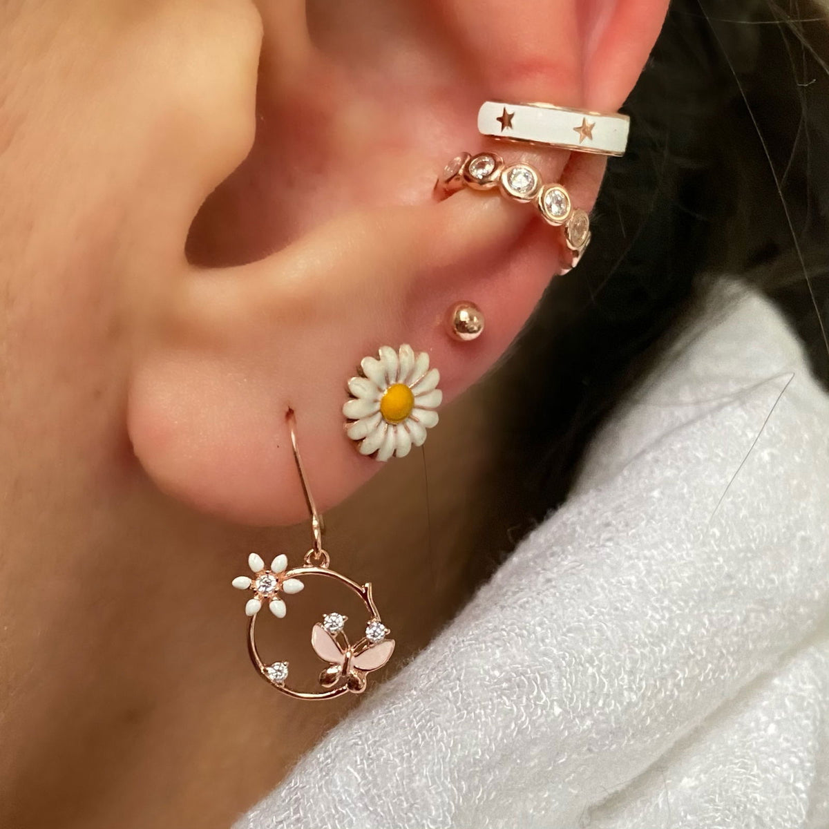 Spring Floral Rose Gold Earrings