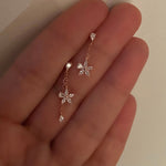 Spring Floral Rose Gold Earrings Single clear zircon flower -RGPS