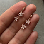 Spring Floral Rose Gold Earrings Two clear zircon flowers