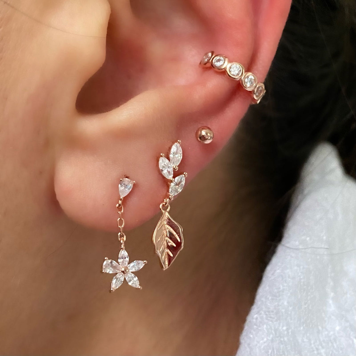 Spring Floral Rose Gold Earrings