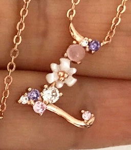 Spring letters- Initials - Rose gold plated silver L