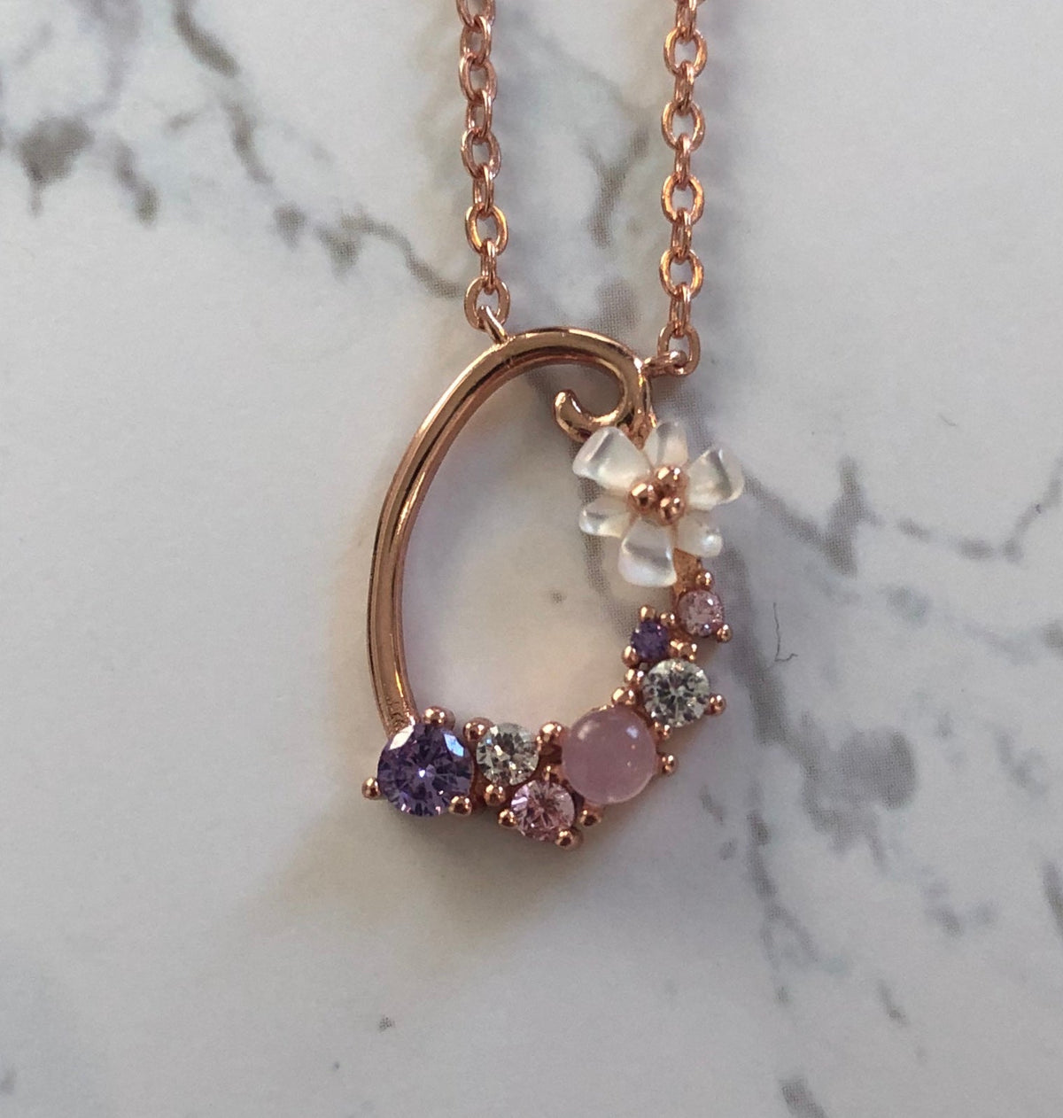 Spring letters- Initials - Rose gold plated silver O