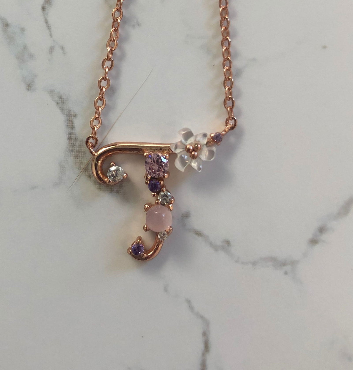 Spring letters- Initials - Rose gold plated silver T