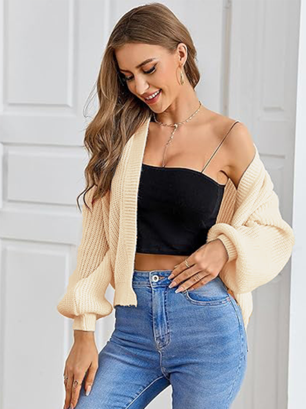 Spring / Summer Stylish Knitted Cardigan with Contrast Colours Light yellow