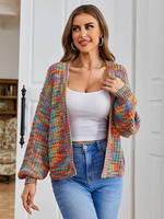 Spring / Summer Stylish Knitted Cardigan with Contrast Colours Multicolor 2