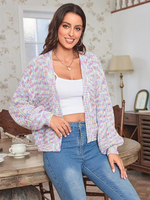 Spring / Summer Stylish Knitted Cardigan with Contrast Colours Multicolor 1