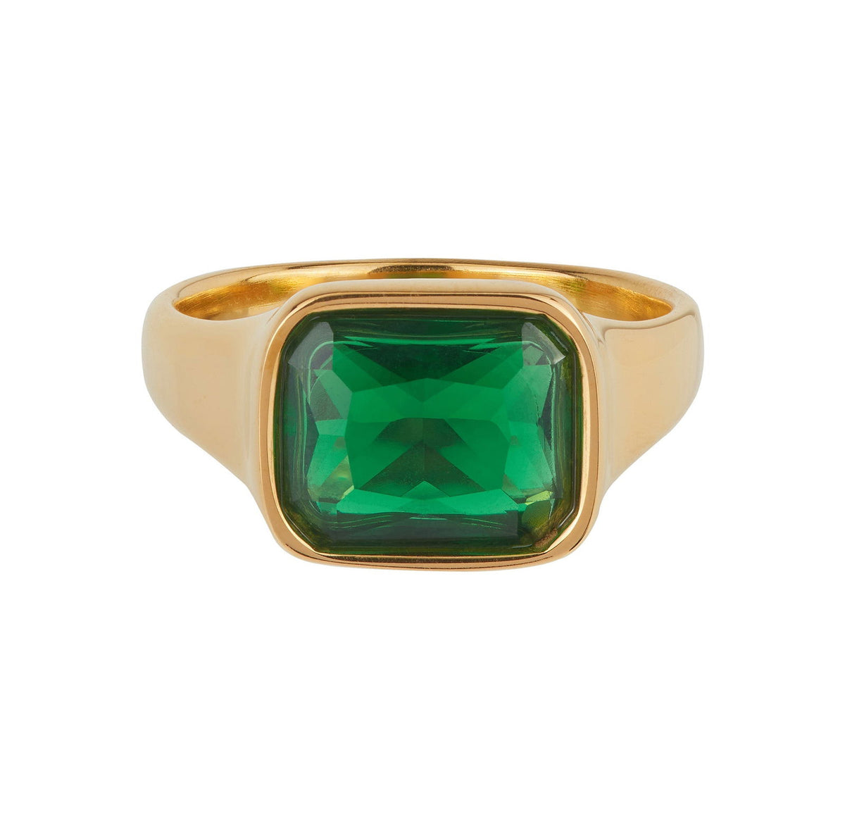 Square Cocktail Ring | Gold & Green