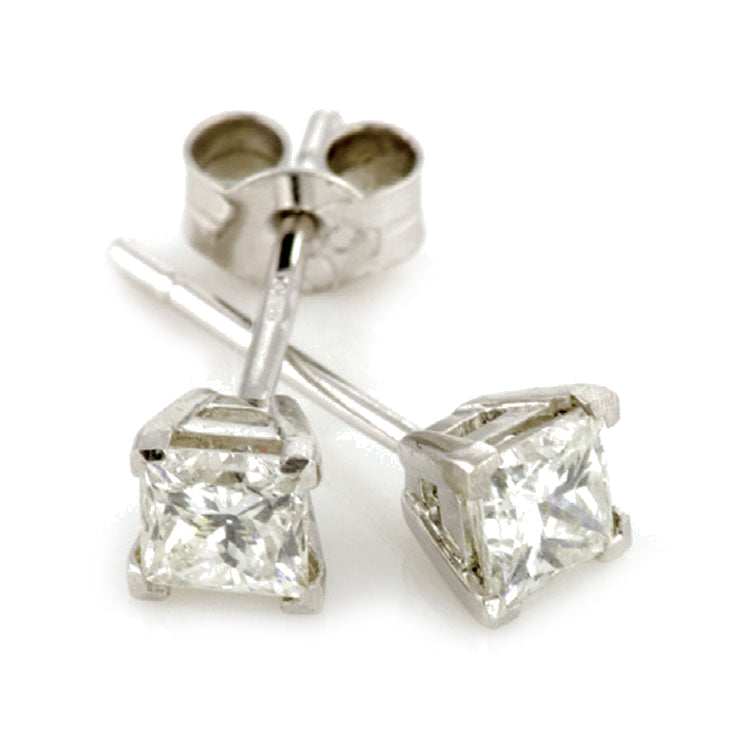 Square diamond round wire four claw studs