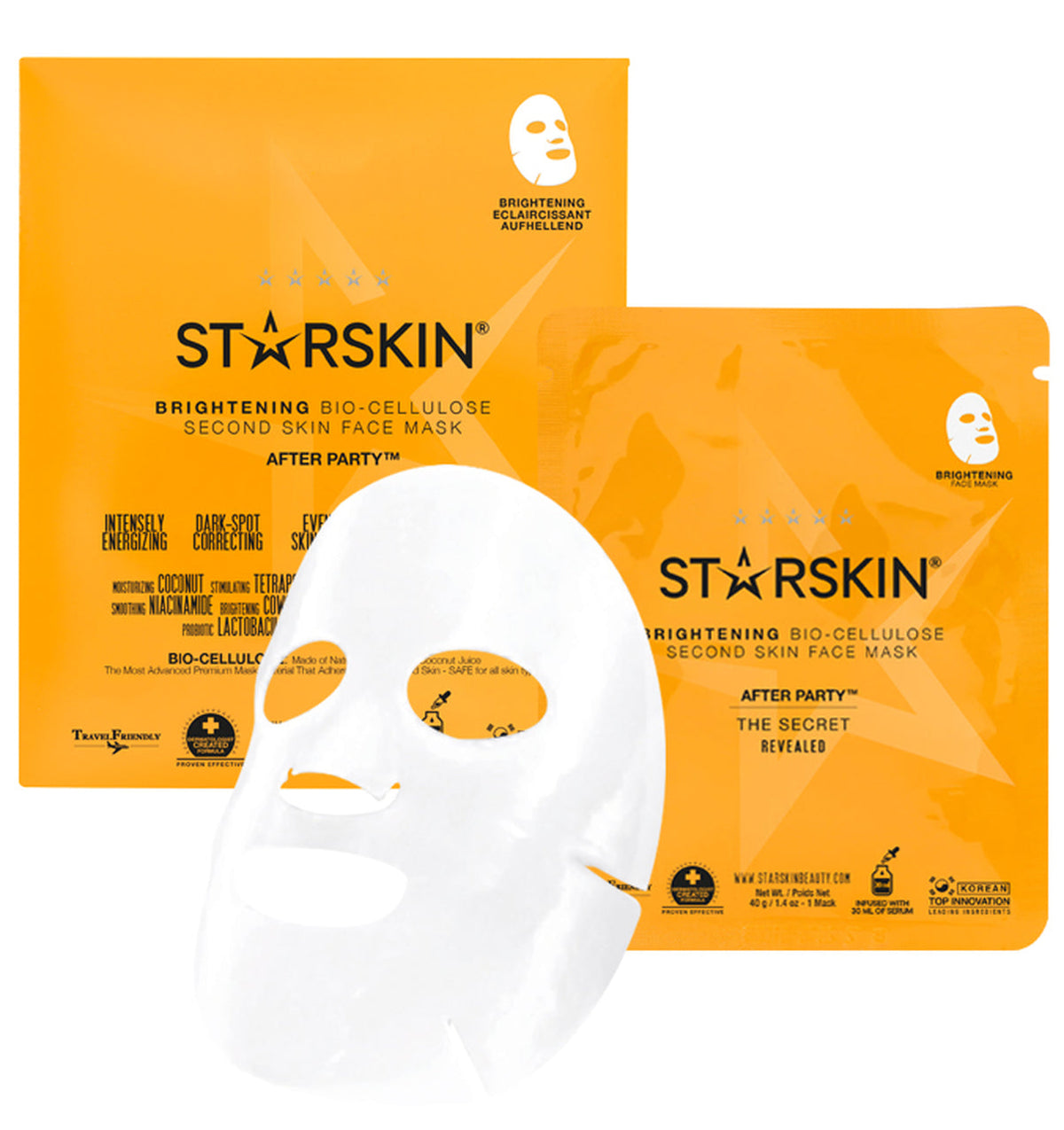 STARSKIN® After Party™ Brightening Coconut Bio-Cellulose Second Skin Face Mask
