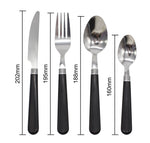 Cutlery Sets Stainless Steel Basic 24 piece Set Black Plastic PP Handle Dishwasher Safe