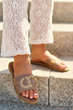 Step In Style Eco-Suede Flat Flip-Flops with Sequin Strap
