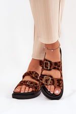 Step In Style Eco-Suede Platform Sandals with Buckle Straps brown