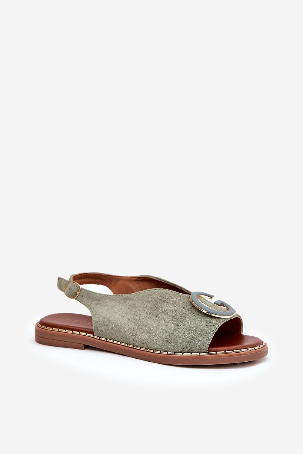 Step In Style Flat Eco-Suede Sandals with Adjustable Buckle