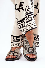 Step In Style Flat Eco-Suede Sandals with Adjustable Buckle brown