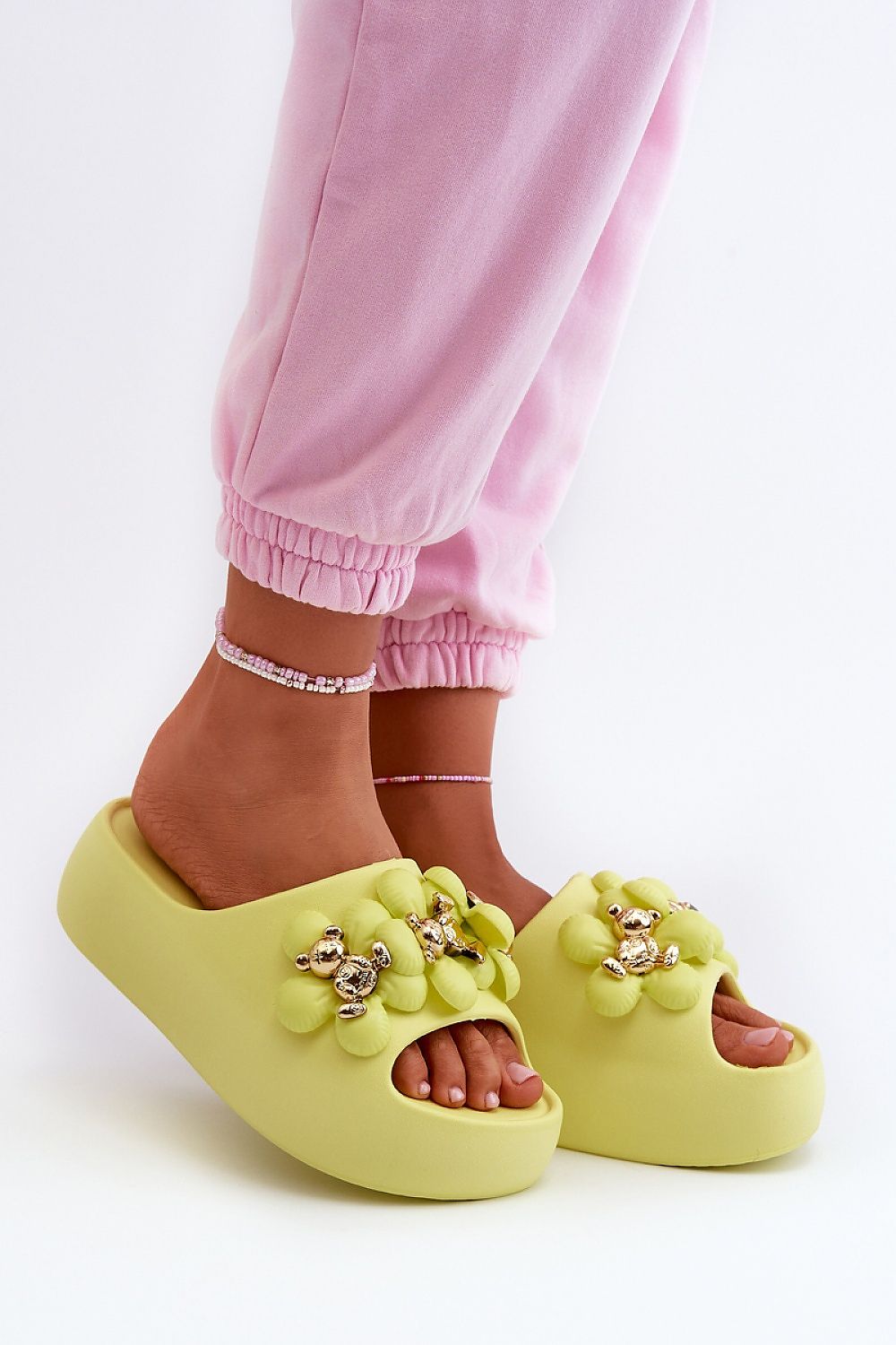 Step In Style Lightweight Foam Flip-Flops with Embellished Straps green